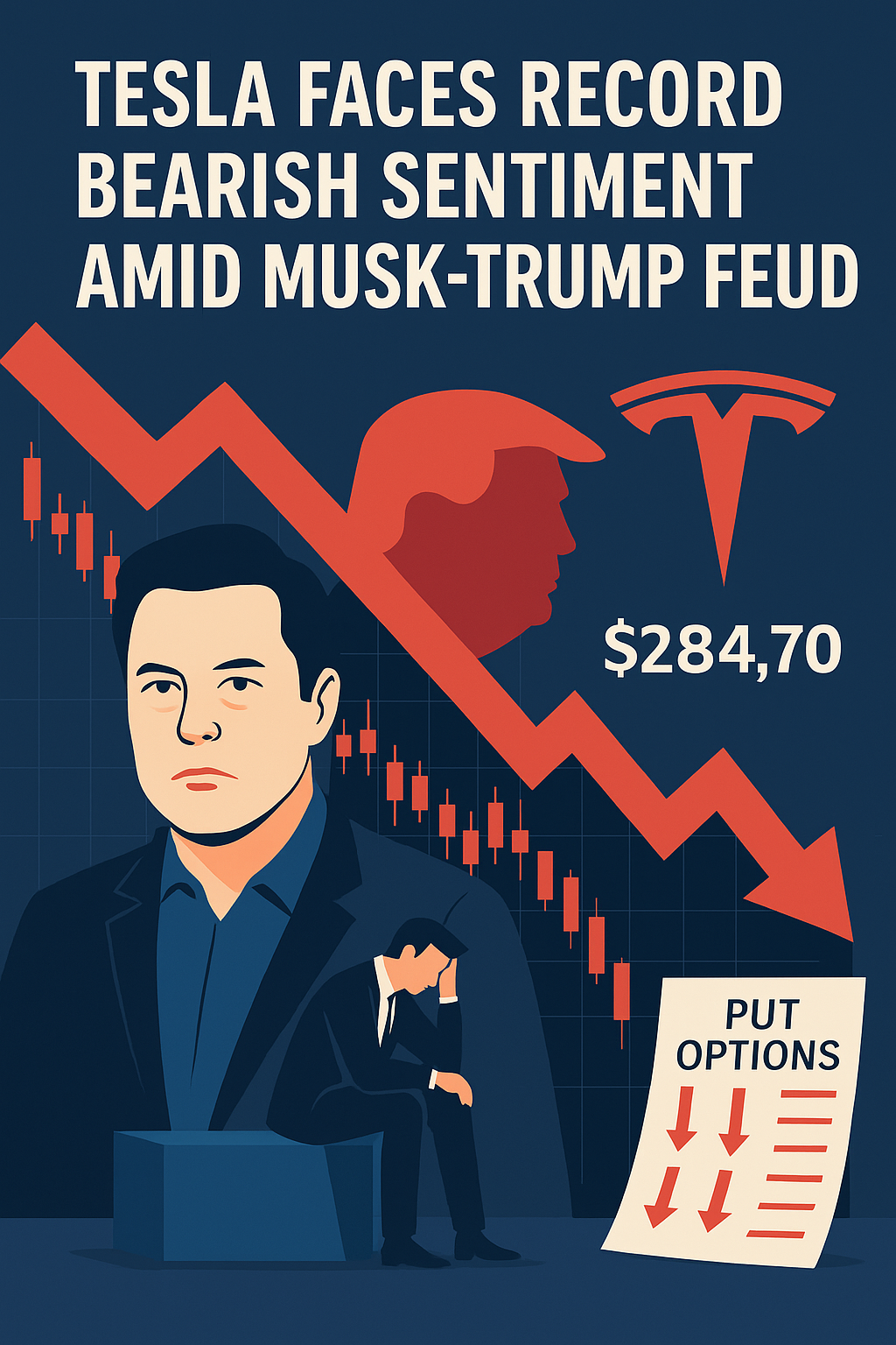 Tesla Faces Record Bearish Sentiment Amid Musk-Trump Feud